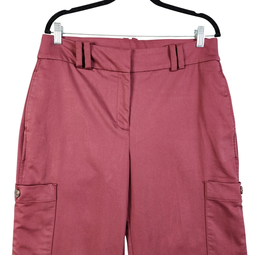 Chicos Womens Sateen Cargo Pants Size 12 Tall Black Currant High Rise Straight - Picture 3 of 14